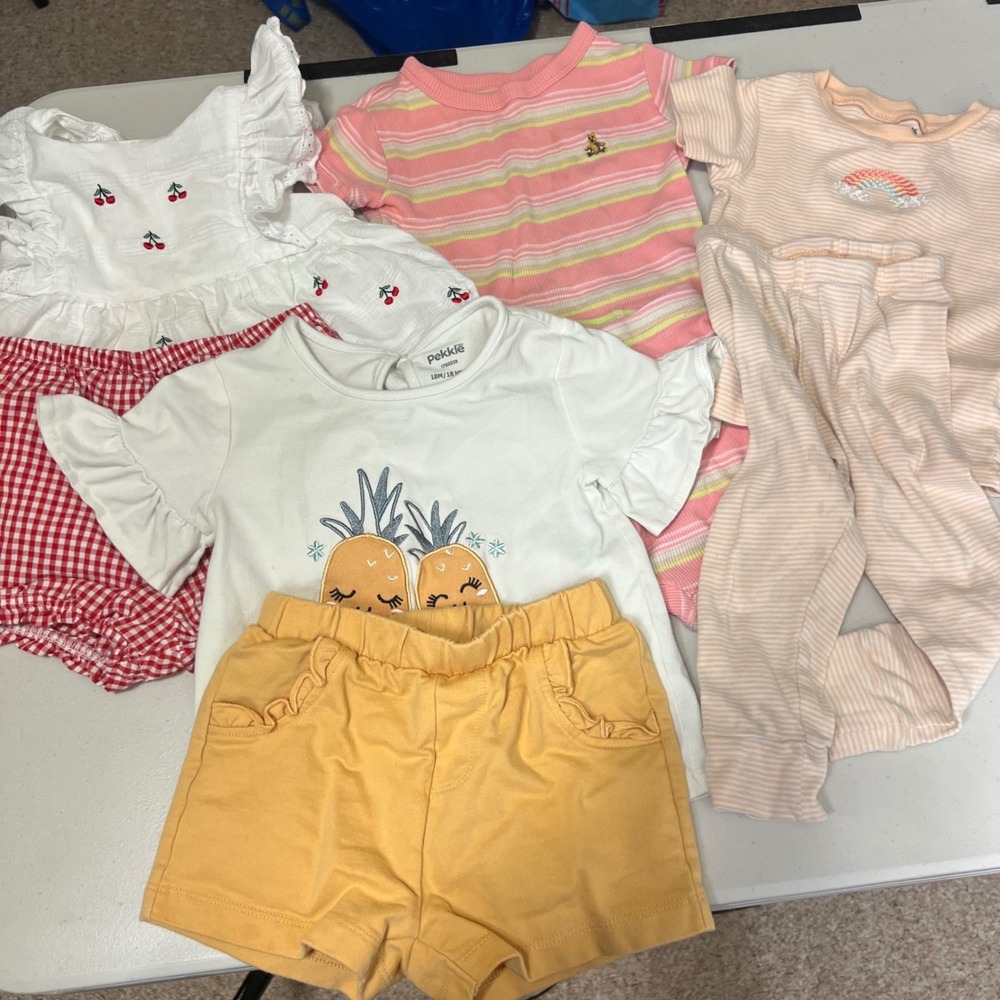Baby Girl Clothes Lot 18-24M Gap Carters Pekkle Pineapple Cherry Rainbow 7pc